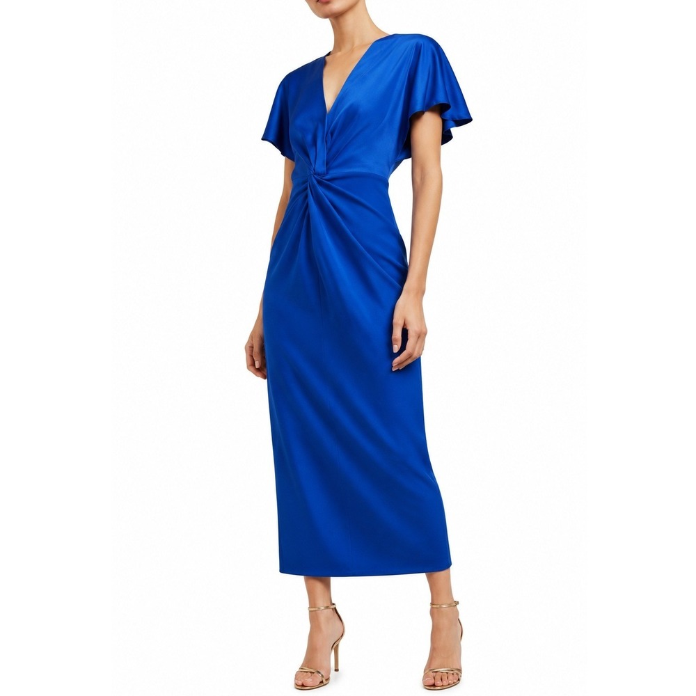 Ted Baker Ellame Twist Front Midi Dress Royal Blue Size 4